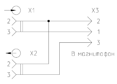 Схема переходника на магнитофонный шнур для компьютера «Байт»