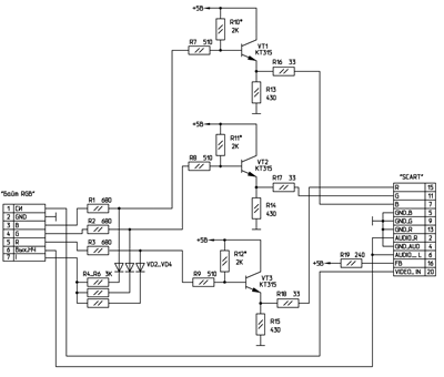 Схема подключения «Байта» через SCART