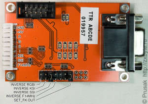 Назначение контактов разъёма и обозначение перемычек платы RGB-VGA