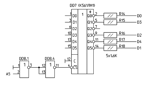 Схема выбора kempston-джойстика в компьютере «Квант»
