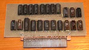 Модуль динамического ОЗУ объёмом 64КБ собран на 8-ми микросхемах КР565РУ5