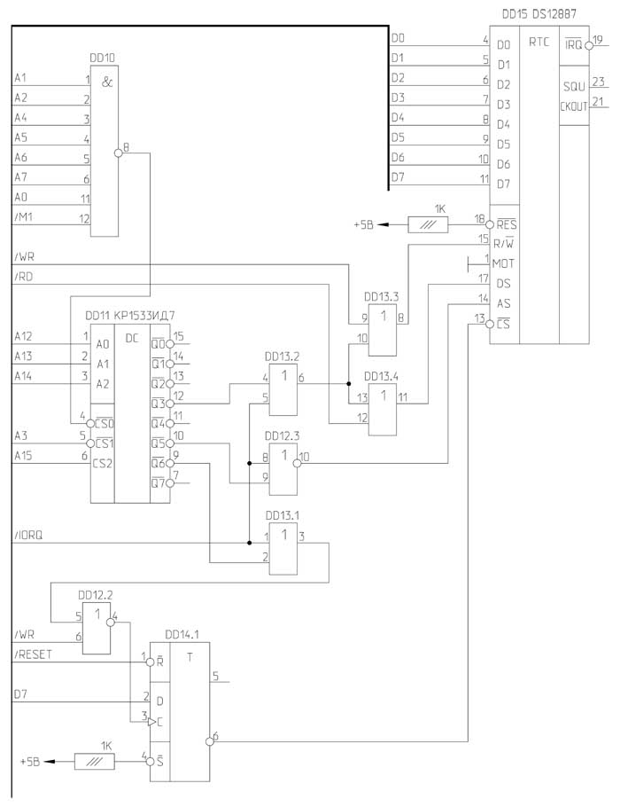 Включение DS12887 в режиме шины Motorola