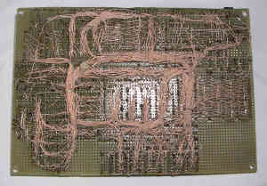 Плата самодельного ЮТ-88, монтаж проводом МГТФ